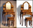 This is a product photo enhancement of a desk and mirror, where the background was removed and the mirror was cleared.