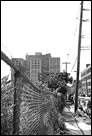 This is a black and white photo of East Hall dormatorium, of Drexel University, in Philadelphia, Pennsylvania.