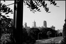 This is a black and white photo of the Philadelphia, PA skyline.